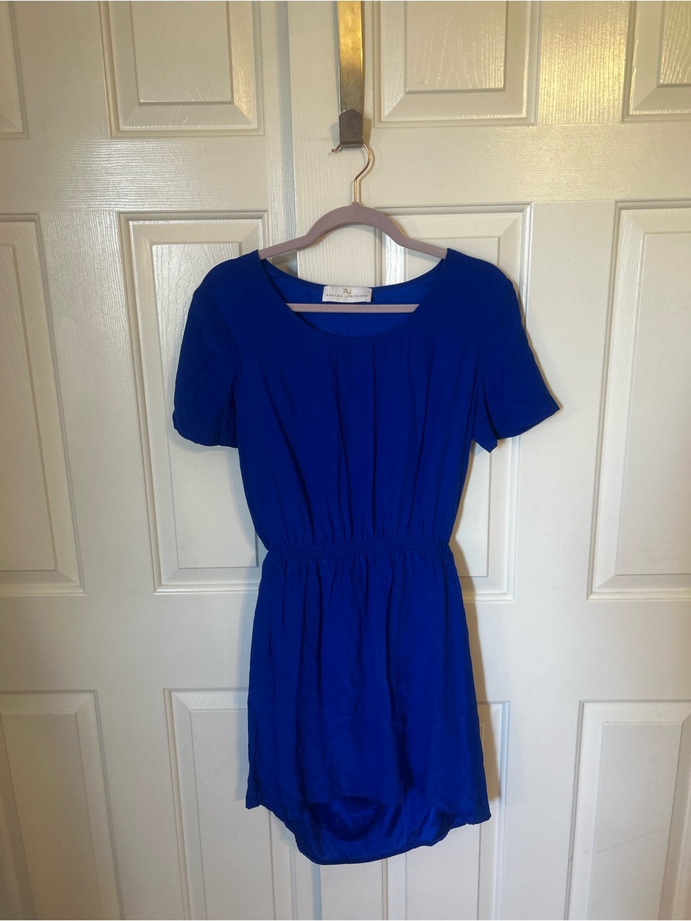 Royal Blue Short Sleeve Elastic Waist Dress